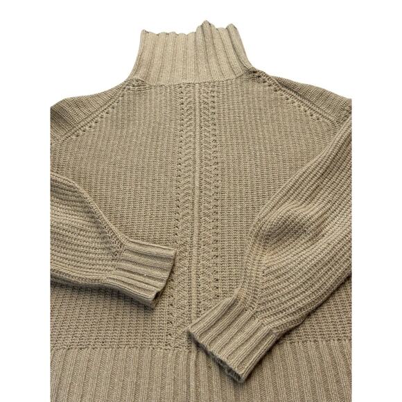 White + Warren Cashmere Wool Turtleneck Sweater Brown Ribbed Hem M/L - Picture 4 of 11